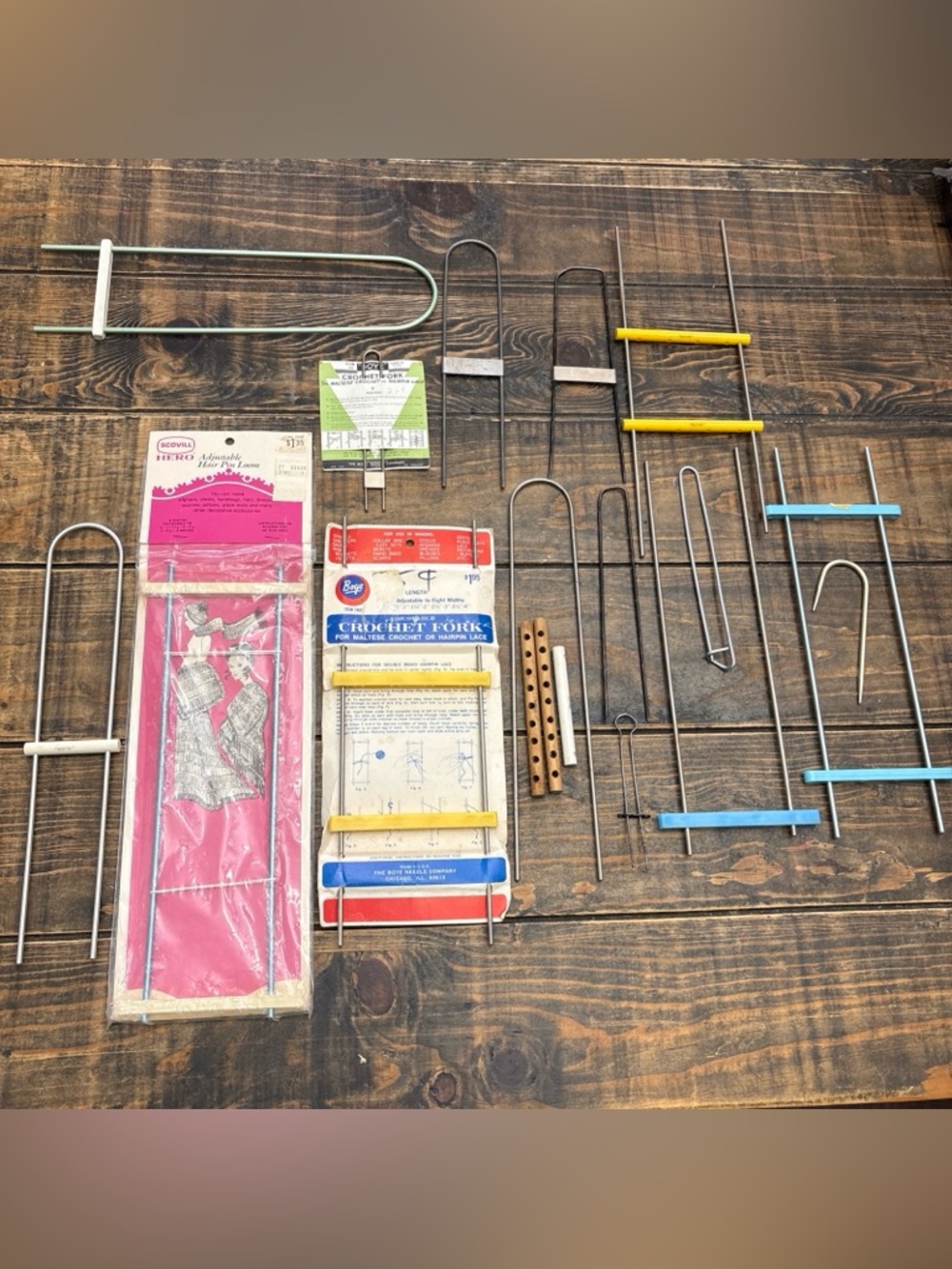 Lot of Vintage Crochet Forks - Hair Pin Loom Various Sizes